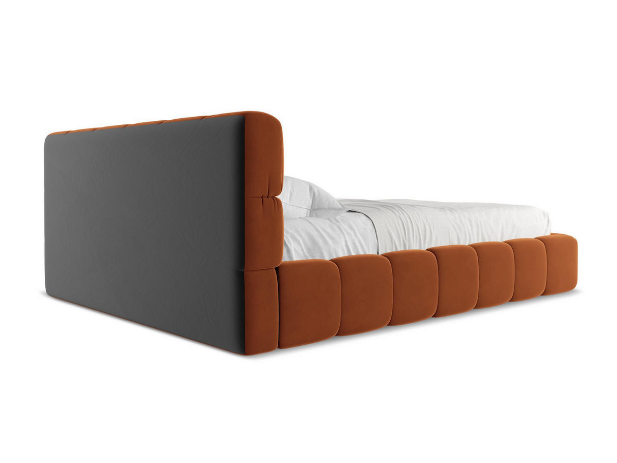 POLSTERBETT mit Bettkasten und Lattenrost 180x228 Orange - Terracotta/Schwarz, Kunststoff/Textil (160/200cm) - Makamii