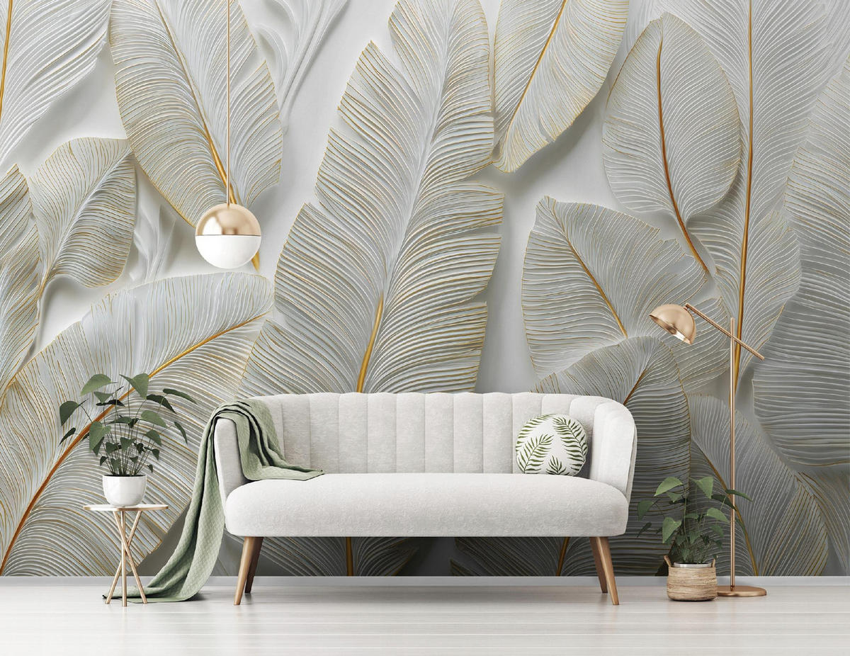 FOTOTAPETE Federn Abstrakt Grau 300x210 cm - Multicolor, Papier (300/210cm) - Wallarena