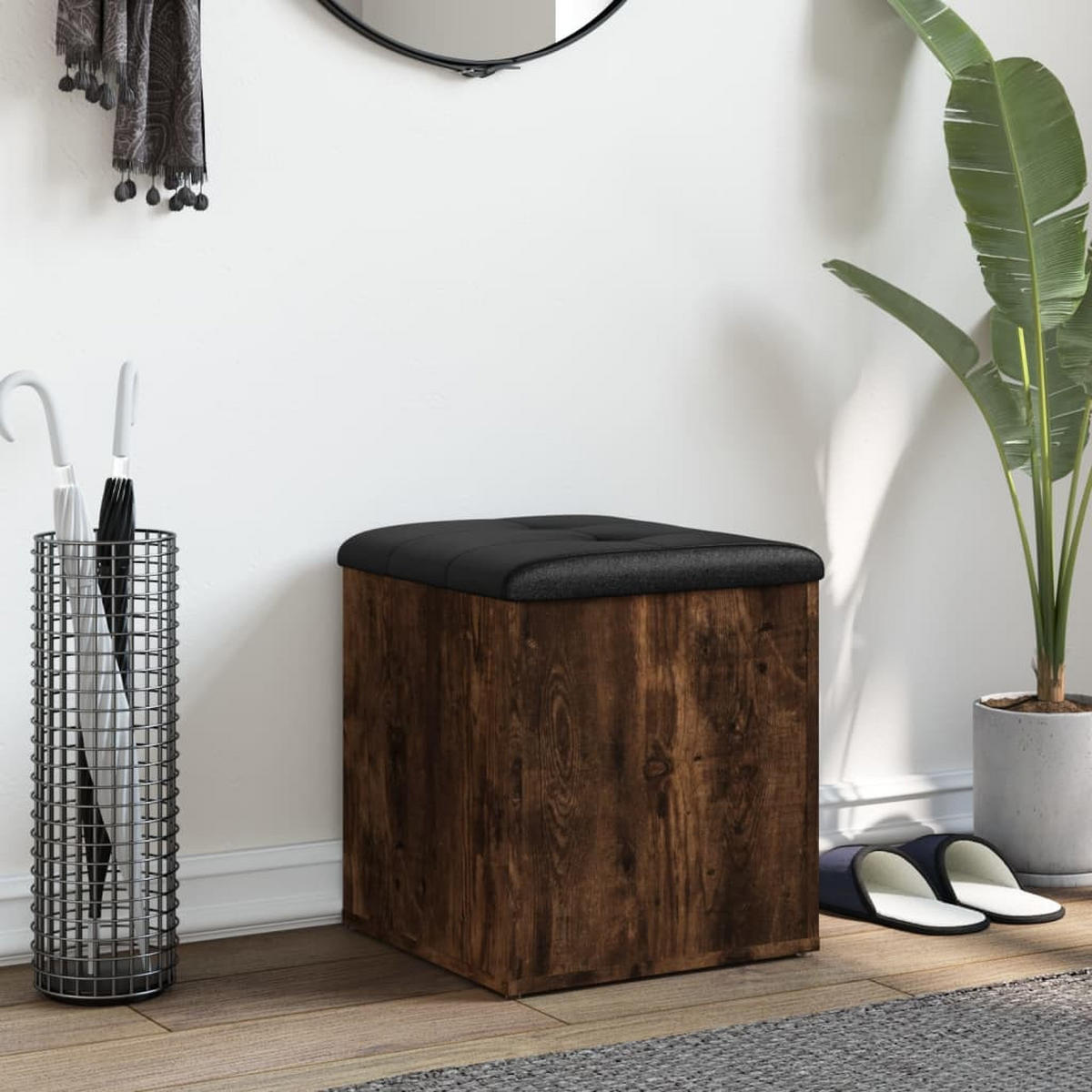 SITZBANK Jona mit Stauraum Räuchereiche 42x42x45 cm - Eiche San Remo, Holz (42/45/42cm) - DELUKE