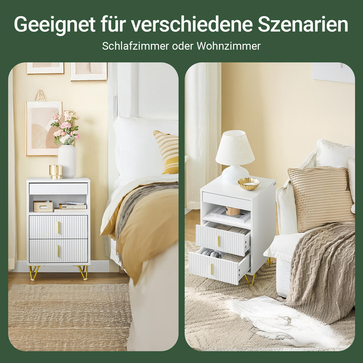 NACHTTISCH Weiß - Weiß, Holzwerkstoff (40/63/40cm) - SoBuy