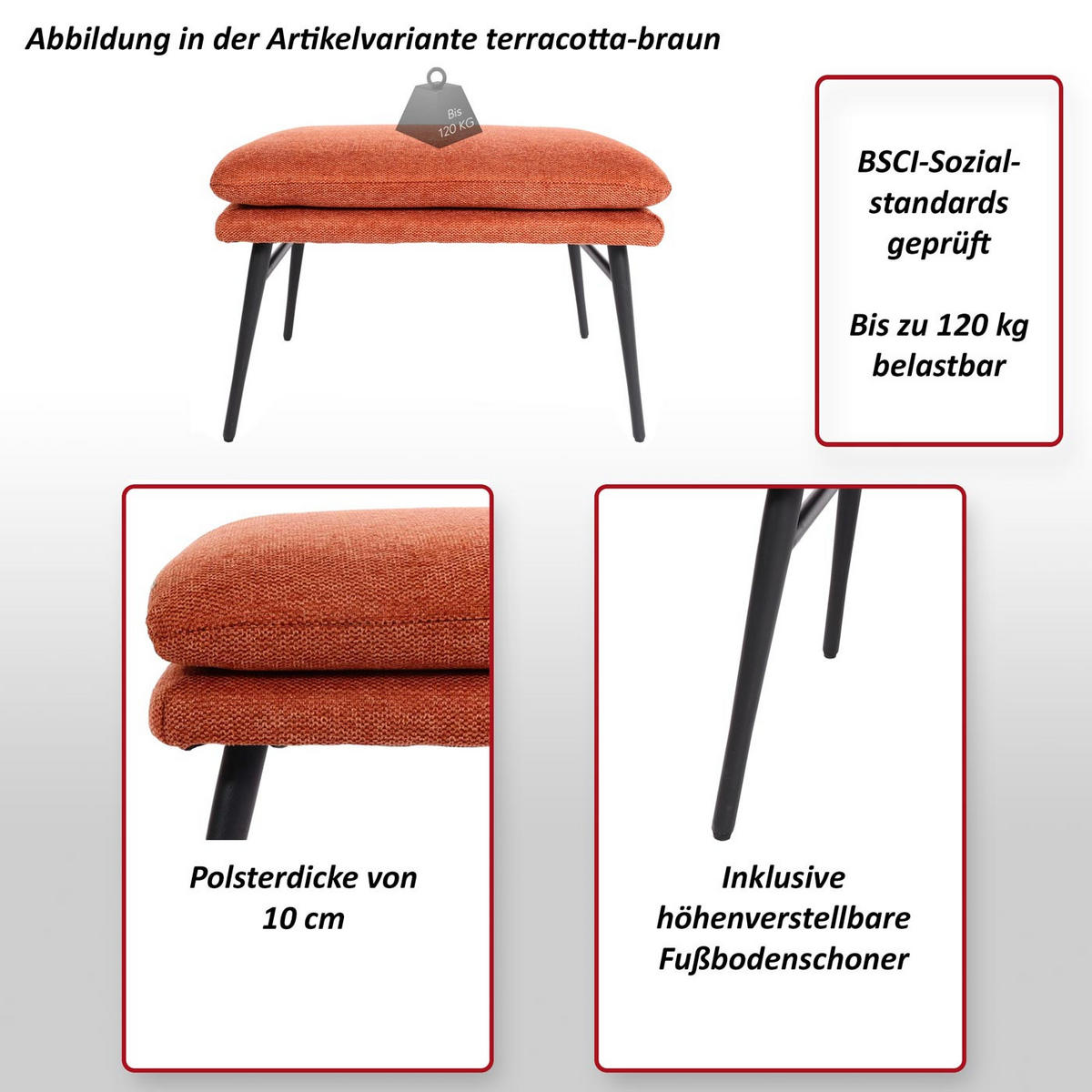 HOCKER Braun - Braun, Textil (56/38/40cm) - MCW