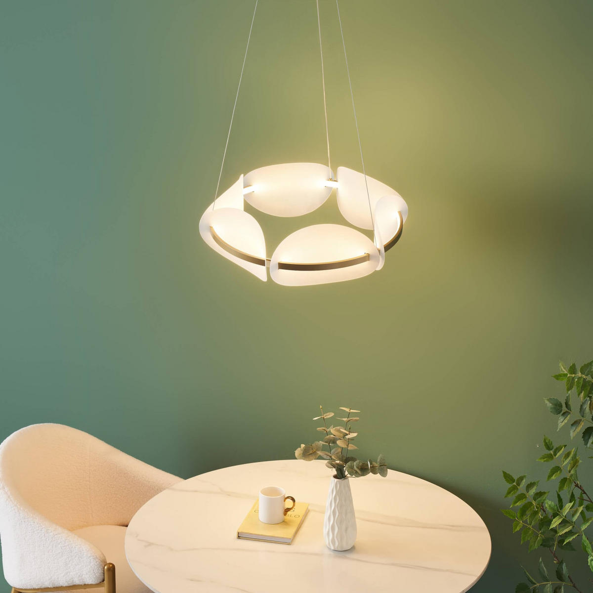 HÄNGELEUCHTE Cristalia, Weiß und Gold, 18cm - Goldfarben, Metall (160/62/18cm) - KOSILUM