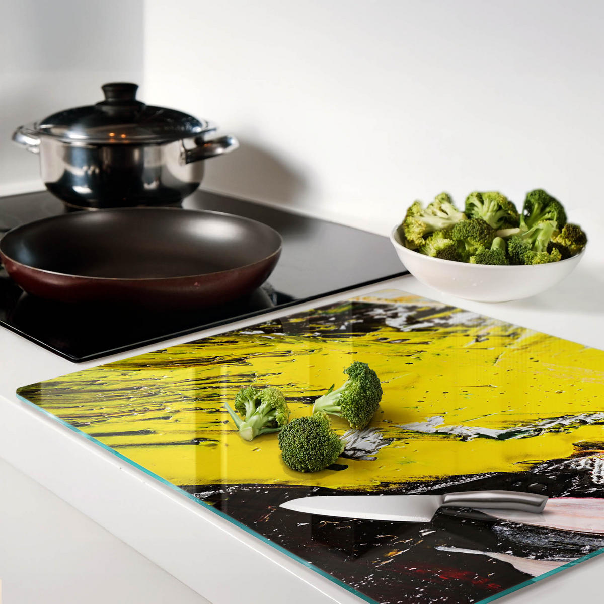 GLASPLATTE 60x52 cm Abstrakte Textur - Gelb, Glas (60/0.4/52cm) - TULUP