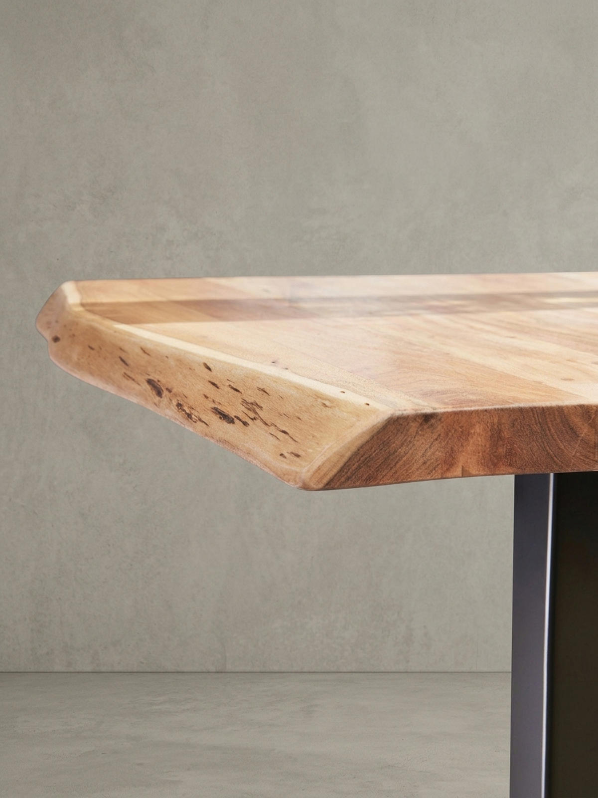 ESSTISCH – Massivholz quadratisch Baumkante Edelstahlfuß Unikat - Beige/Schwarz, Holz/Metall (75/80/75cm) - KADIMA DESIGN