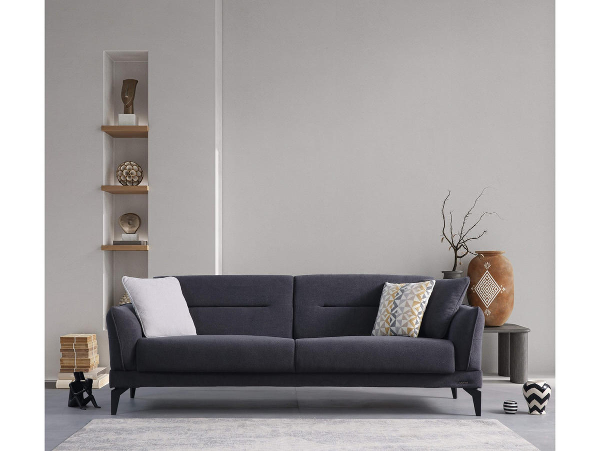SOFA Dolcezza 2-Sitzer Bouclé Anthrazit - Anthrazit, Kunststoff/Textil (175/84/90cm)