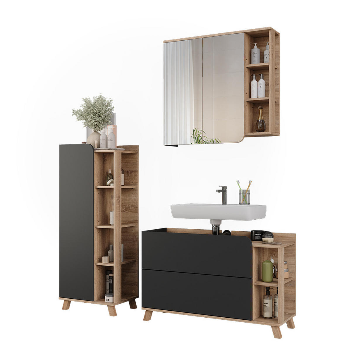 KOUPELNOVÝ NÁBYTEK Karen Sonoma/antracit - Sonoma dub/antracitová, kompozitní dřevo (100/65/35cm) - Vicco