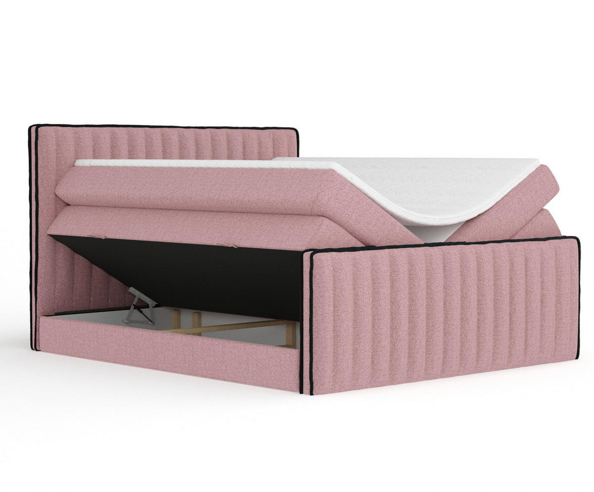 BOXSPRINGBETT Nocturne Rosa 140/200 cm - Schwarz/Rosa, Holz/Holzwerkstoff (140/200cm) - Maison de Reve