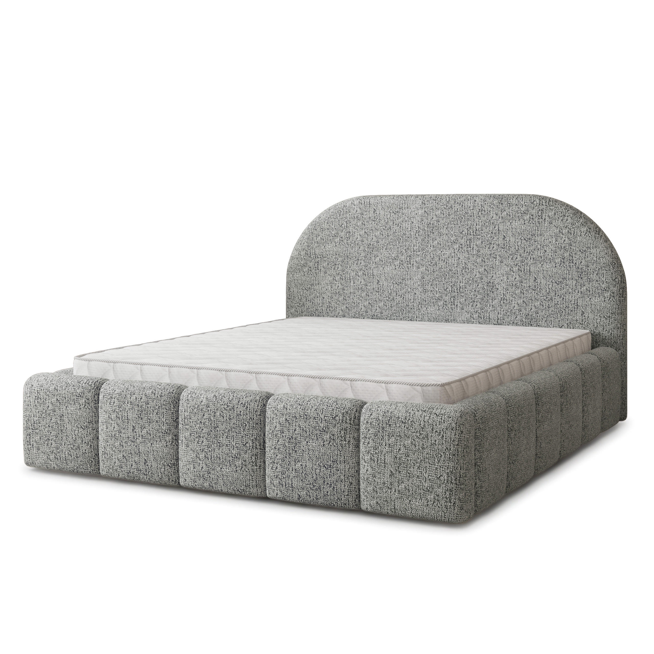 POLSTERBETT FLUSSO 200x200 cm mit Bettkästen - Hellgrau - Hellgrau, Holz (200/200cm) - MASSENO