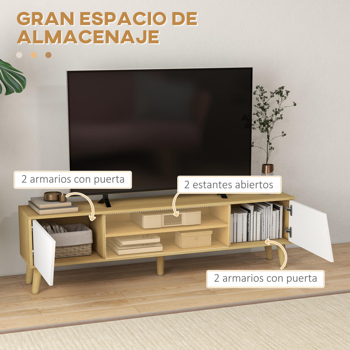 TV-MÖBEL Eichefarben 1 Stück - Eichefarben, Holz (150/42/30cm) - GiPP