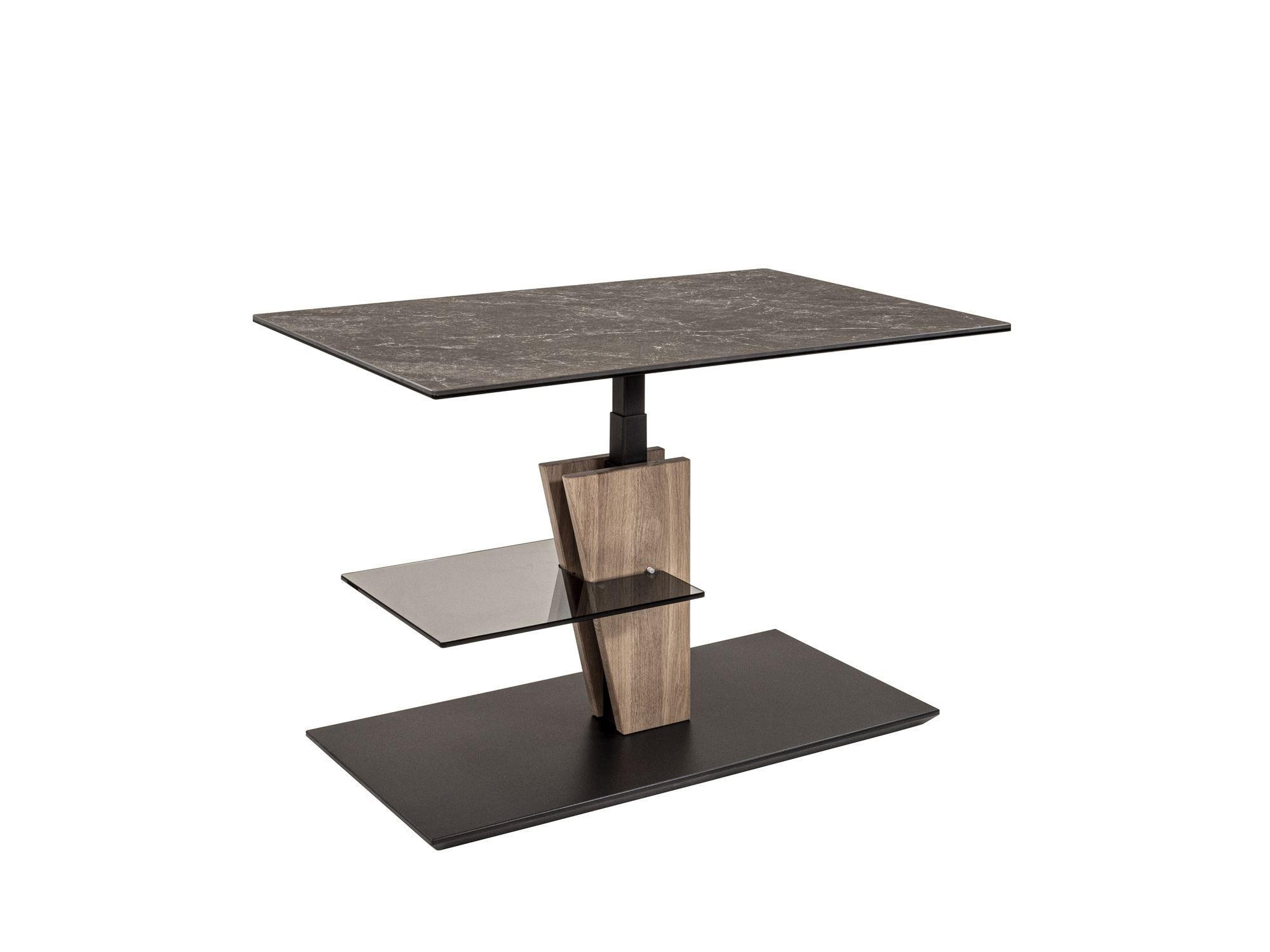 FUNKTIONSTISCH Celle 100x60x47 höhenverstellbar Wildeiche/Nero - Schwarz, Keramik (100/60/47cm) - 58aufmkessel