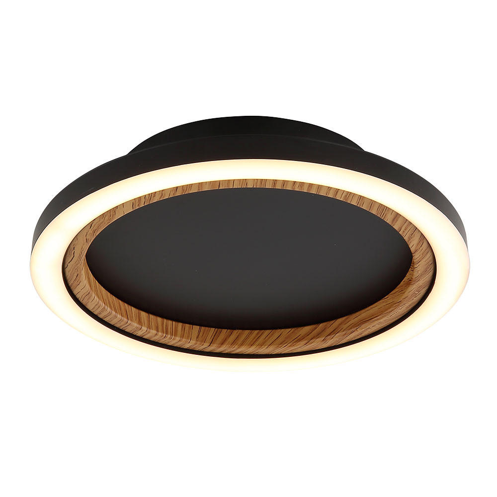 LED DECKENLEUCHTE Holzoptik Schwarz - Schwarz, Metall (20.5/20.5/20.5cm) - Globo Lighting