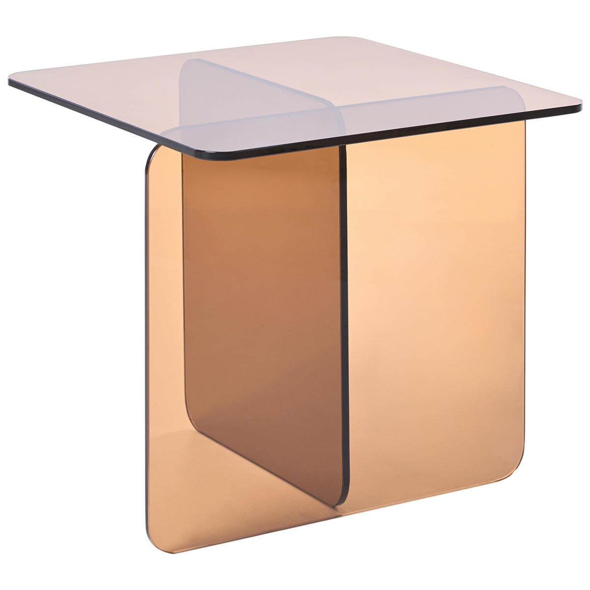 BEISTELLTISCH Sicherheitsglas Braun Amisk - Braun, Glas (50/50/46cm) - Beliani
