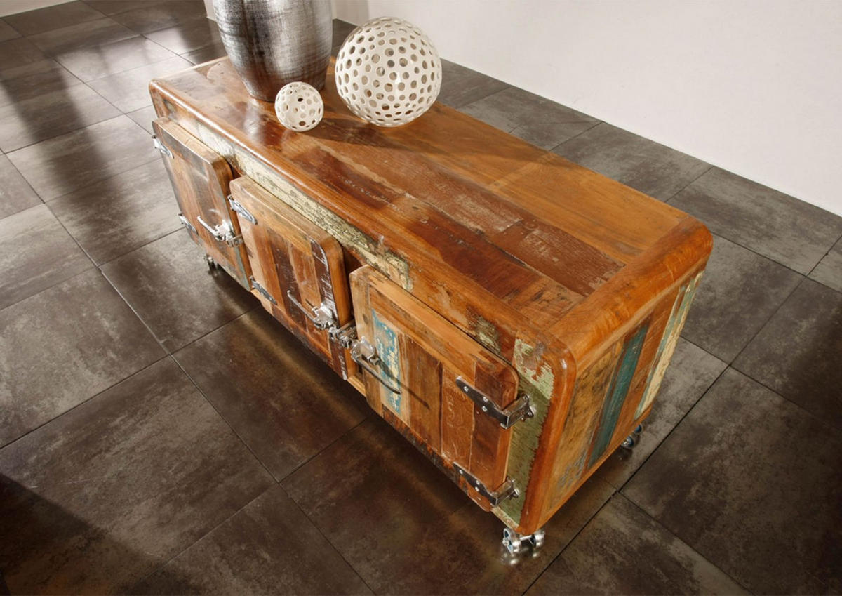 SIDEBOARD Altholz 126x40x56 mehrfarbig lackiert FREEZY #04 - Multicolor, Holz (126/56/40cm) - Massivmoebel24