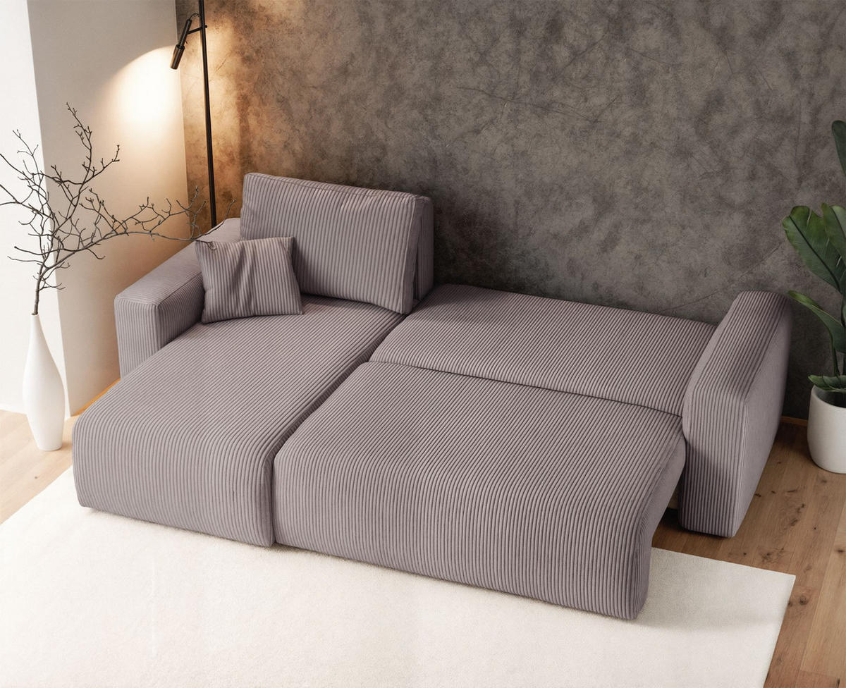 ECKSOFA Pianoni Beige Cordbezug - Beige/Schwarz, Kunststoff/Textil (244/140cm) - Selsey