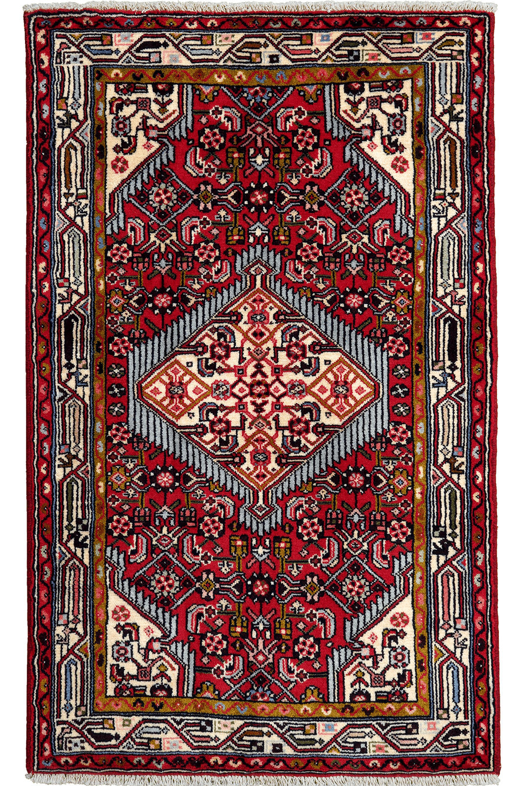 ORIENTTEPPICH handgeknüpft Assadabad Rot 118/73 cm Schurwolle - Rot, Textil (73/118cm) - Looma
