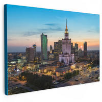 LEINWANDBILD Polen - Sonne - Warschau Groß 140x90 cm - Blau, Textil (140/90cm) - MuchoWow