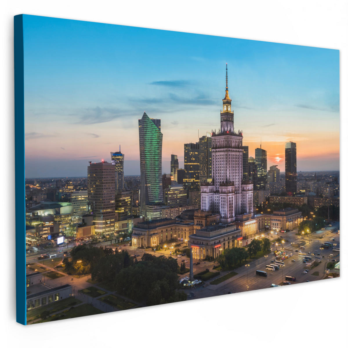 LEINWANDBILD Polen - Sonne - Warschau Groß 140x90 cm - Blau, Textil (140/90cm) - MuchoWow