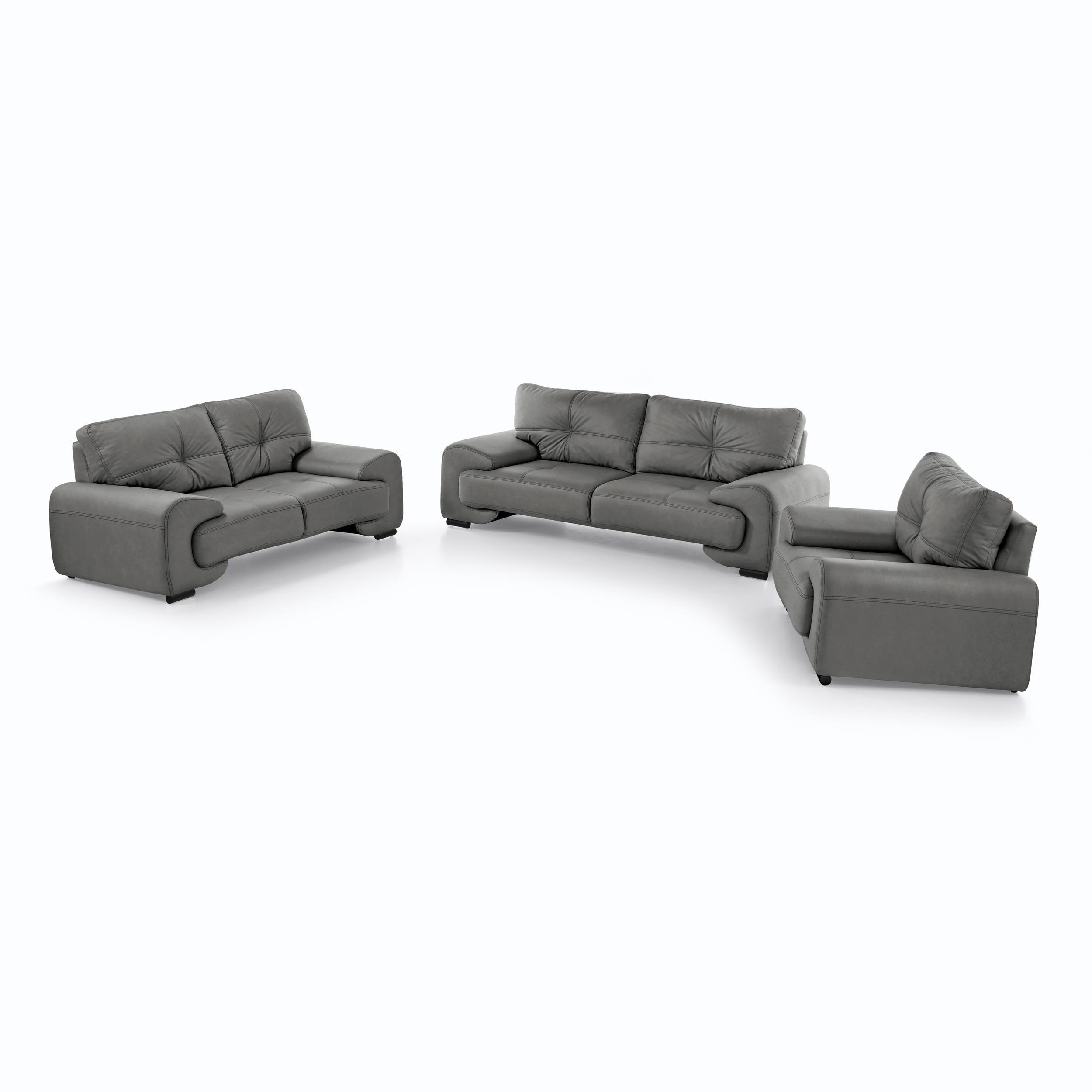 Beautysofa Sitzgarnitur Grau 225x88x98 cm