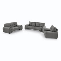 SITZGARNITUR Omega, zwei Sofas und Sessel, aus Kunstleder, Grau - Schwarz/Grau, Leder (225/88/98cm) - Beautysofa
