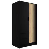 KLEIDERSCHRANK NELIA - 120 cm - Schwarz/Eiche Artisan, Holzwerkstoff (102/200/51cm) - ALTDECOR