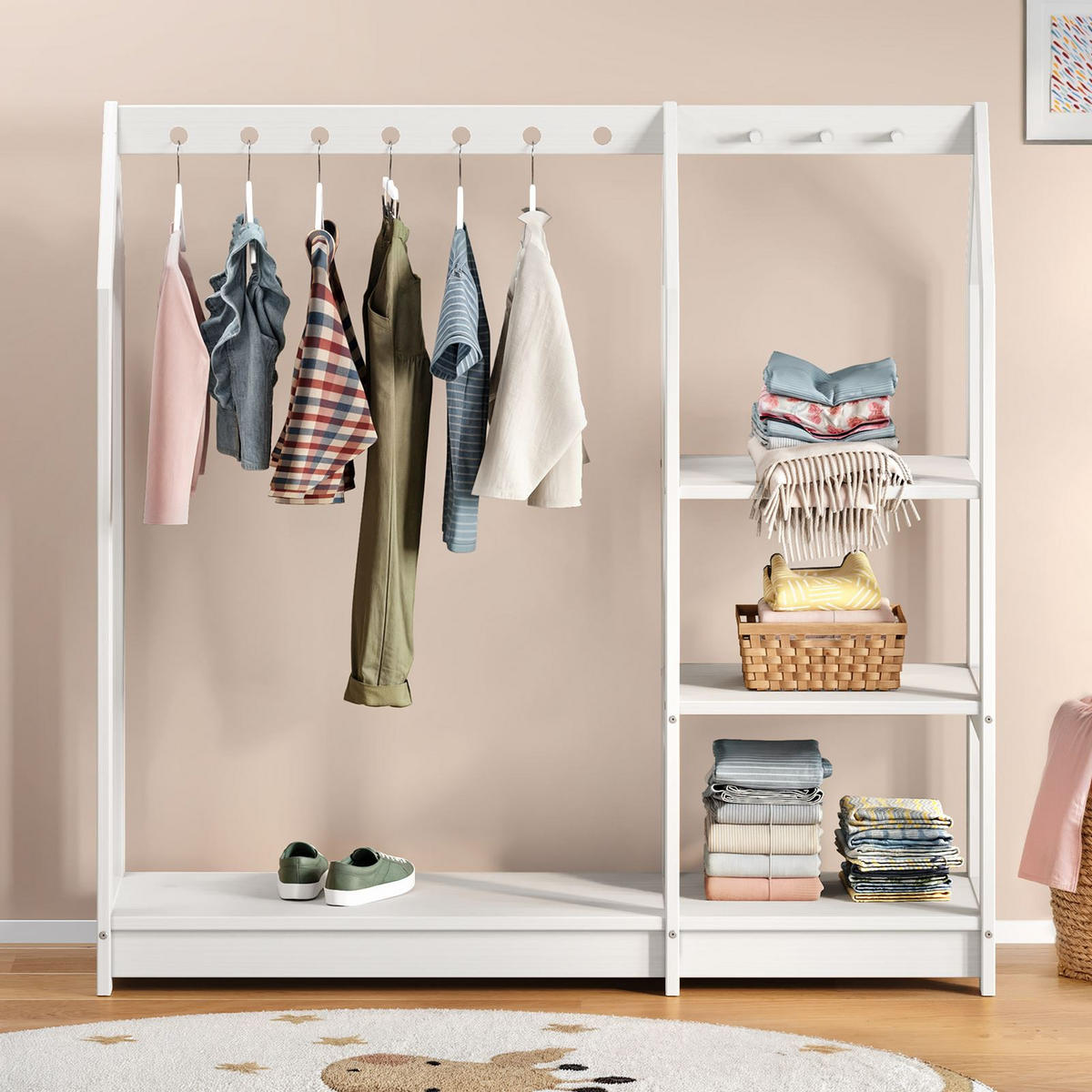 KINDERKLEIDERSTÄNDER SALLY weiß - Weiß, Holz (120/118/42cm) - IDIMEX