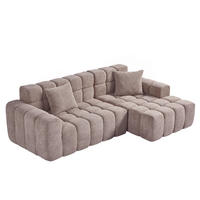 ECKSOFA L-Form 3-Sitzer in Taupe aus Samt mit recht Chaiselongue - Taupe, Textil (249.94/149.1cm) - CHICFURN