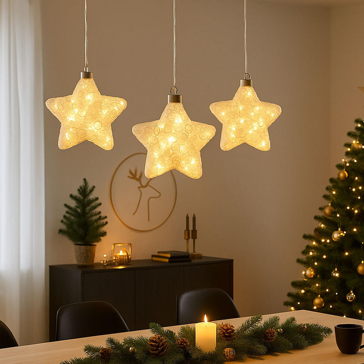 LED DEKOLEUCHTE Kreta Glas Weiß 3er Set - Weiß, Glas (15/15/67cm) - Globo Lighting