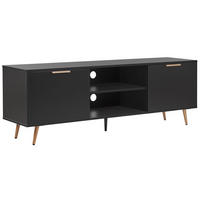 TV-MÖBEL Schwarz, Gold INDIO 40/166/57 cm - Schwarz, Holzwerkstoff (166/57/40cm) - Beliani