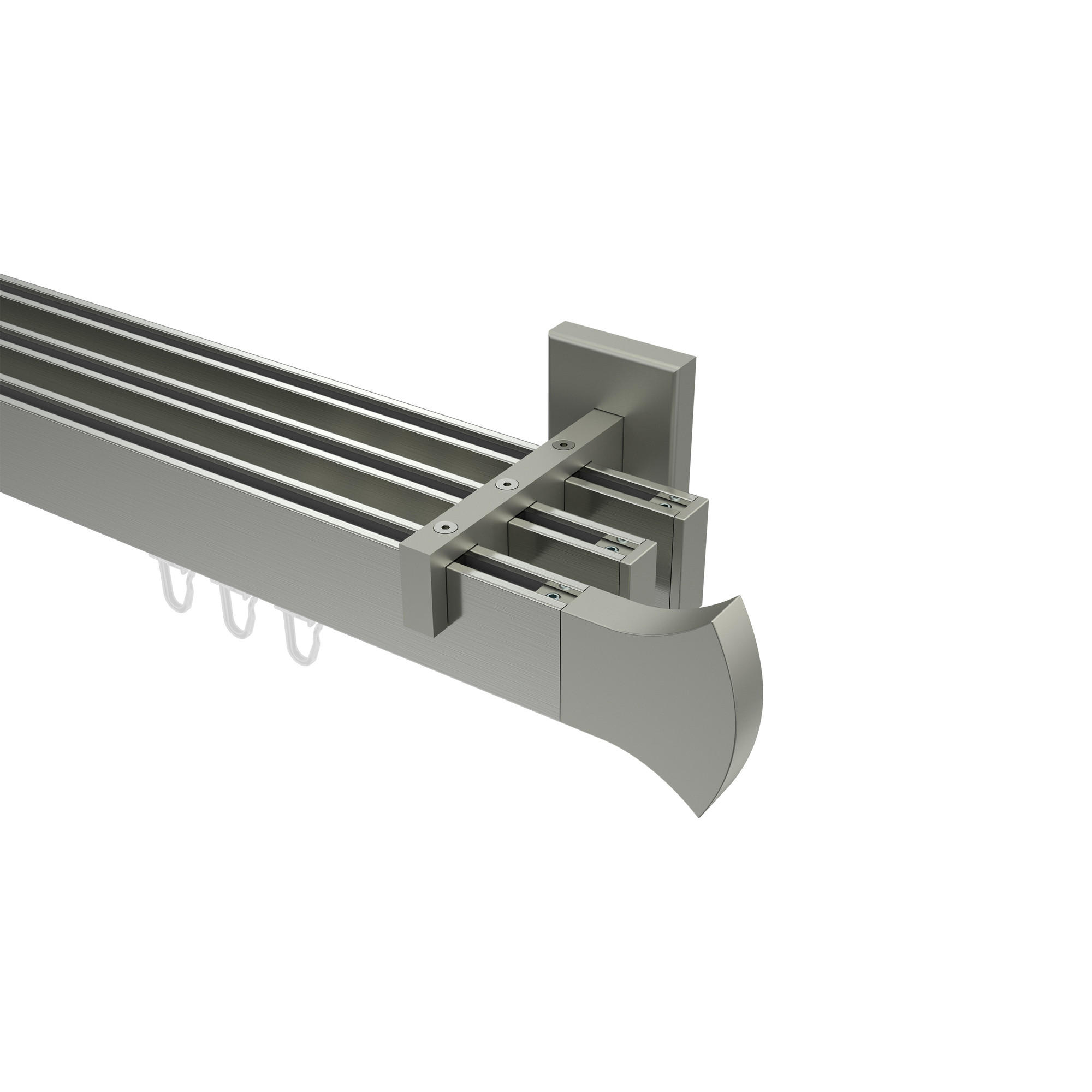 INNENLAUF-GARDINENSTANGEN-SET Smartline Conex 600 cm (geteilt in 3 x 200 cm), 3-läufig, 14x35 mm Edelstahl-Optik - Edelstahlfarben, Metall (600cm) - INTERDECO