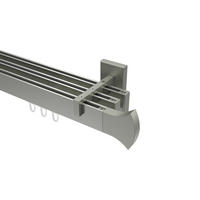 INNENLAUF-GARDINENSTANGEN-SET Smartline Conex 600 cm (geteilt in 3 x 200 cm), 3-läufig, 14x35 mm Edelstahl-Optik - Edelstahlfarben, Metall (600cm) - INTERDECO