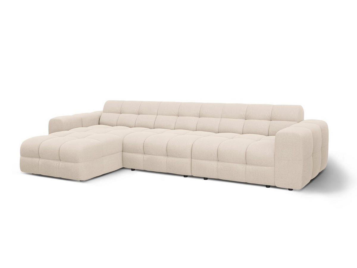 ECKSOFA links Kendal aus strukturiertem Stoff beige 5 Sitzplätze - Beige, Textil (173/357cm) - Micadoni