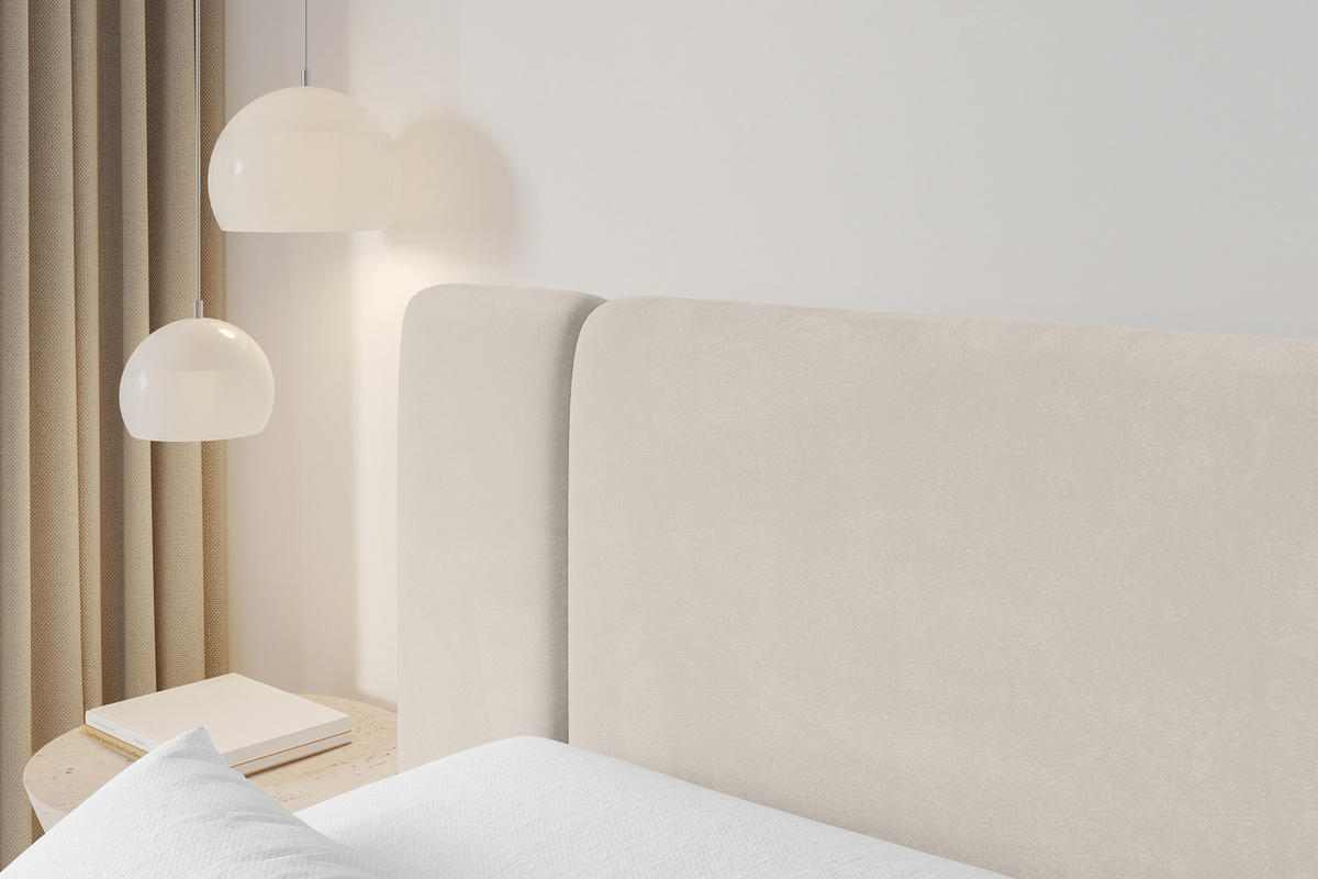 BOXBETT mit Matratze H4 - EVON - 140x200 cm Beige - Beige, Holzwerkstoff (140/200cm) - ALTDECOR