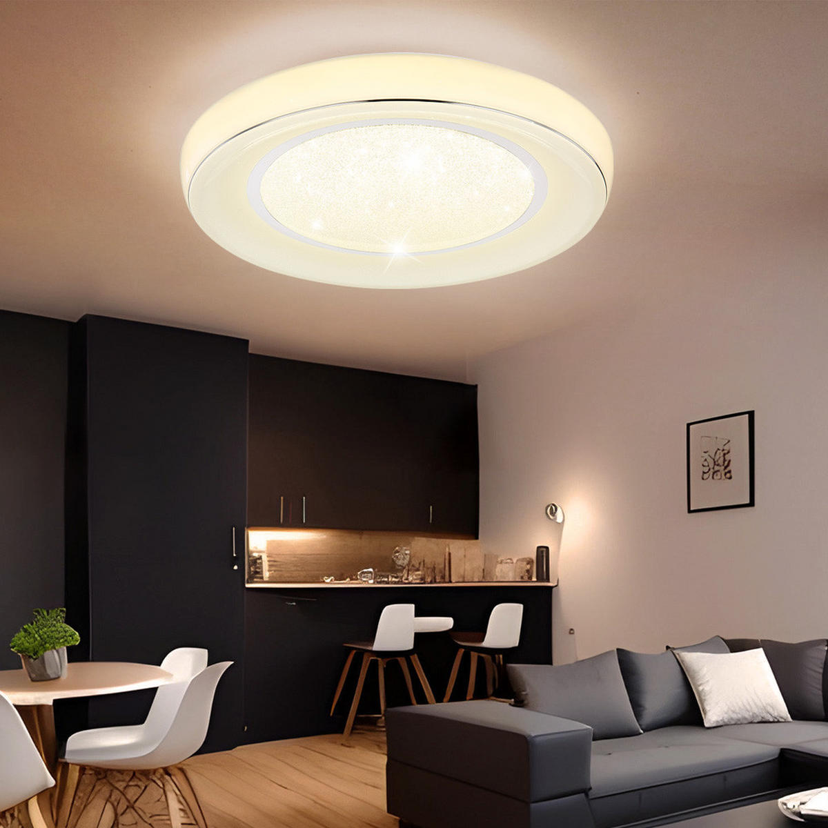LED DECKENLEUCHTE Metall Weiß Opal - Weiß, Metall (66/66/9cm) - Globo Lighting
