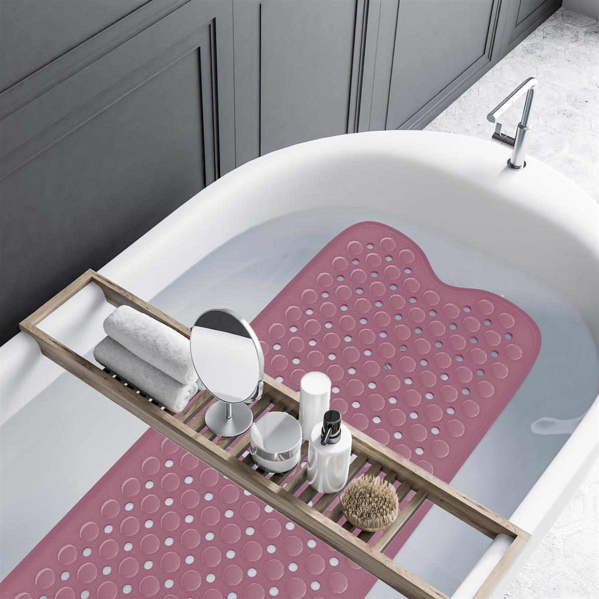 DUSCHMATTE Badewannenmatte 100/40 cm - Pink, Kunststoff (40/100cm) - Intirilife