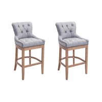 BARHOCKER 2er Set Stoff hellgrau - Hellgrau/Naturfarben, Holz/Textil (55/109/57cm) - CLP