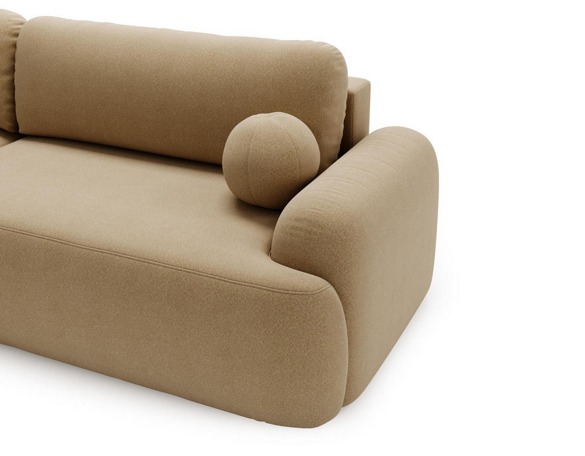 ECKSOFA Cloudy Beige, Sofa aus Boucle-Stoff mit Kissen, linke seite - Ecru, Holzwerkstoff/Textil (177/261cm) - Bettso