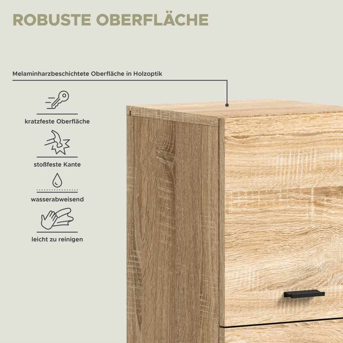 BADSCHRANK Boston/Tampa Bad in Eiche Sonoma Nachbildung - modernes Design - B/H/T: 30x80x29 cm - Sonoma Eiche, Holzwerkstoff (30/80/29cm)