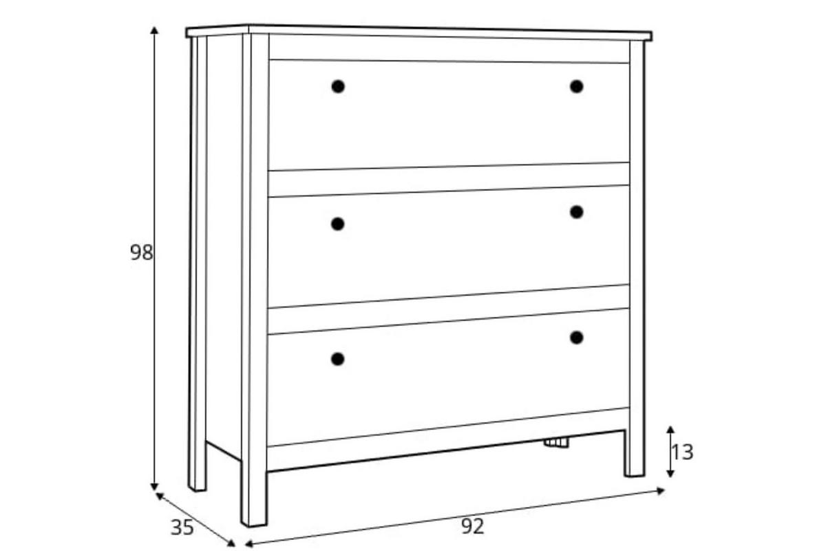 KOMMODE FARGE mit 3 Schubladen, weiß - Weiß, Holz (92/98/35cm) - KONSIMO®
