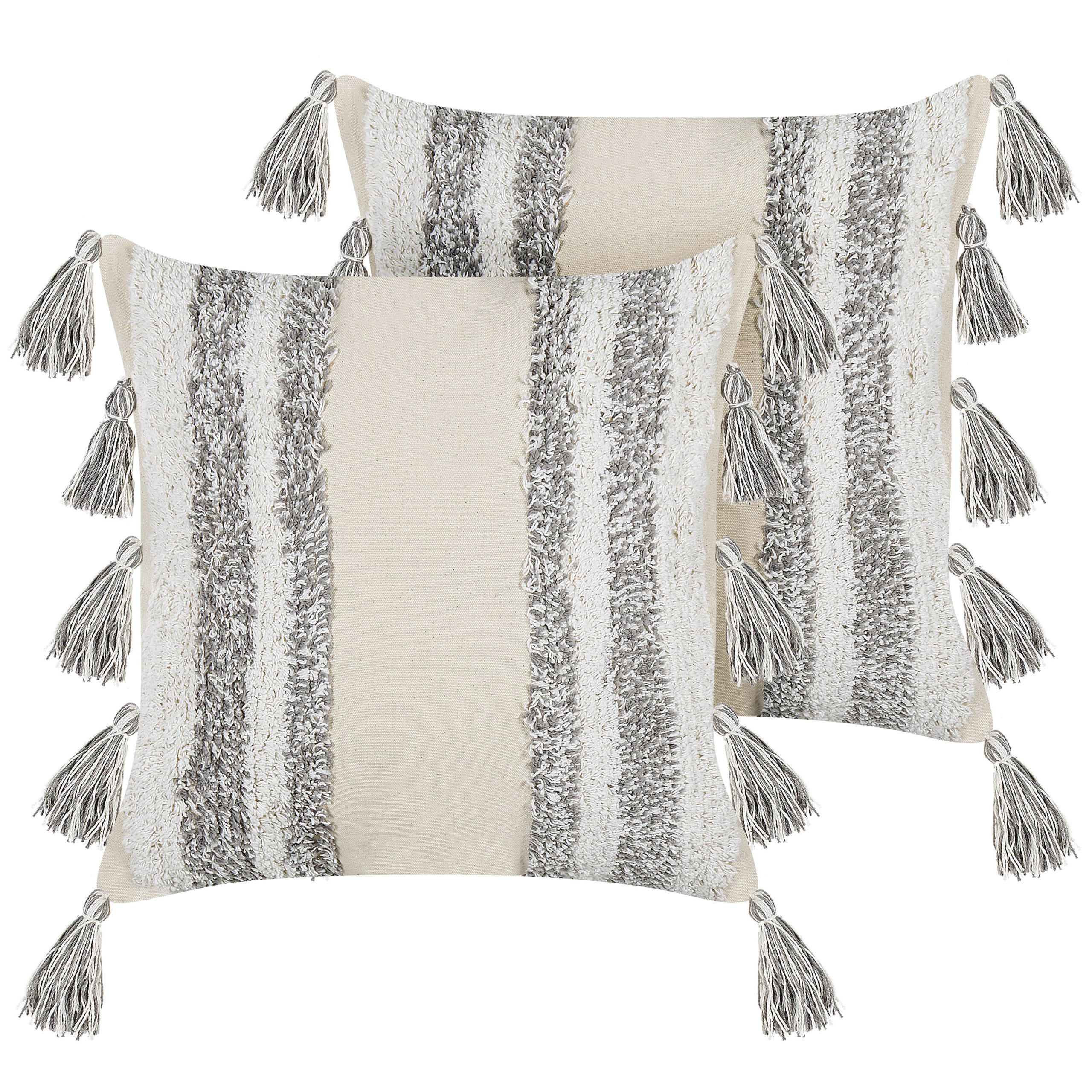 DEKOKISSEN 2er-Set Grau 45/45 cm Heliconia - Grau, Naturmaterialien/Textil (45/45cm) - Beliani