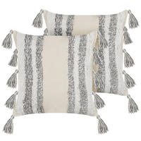 DEKOKISSEN 2er-Set Grau 45/45 cm Heliconia - Grau, Naturmaterialien/Textil (45/45cm) - Beliani
