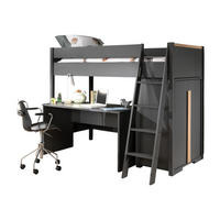 KINDERZIMMER Set Kariotta 2 Holzwerkstoff + Massivholz Anthrazit/Buche - Anthrazit, Holz (220/160/120cm) - 58aufmkessel