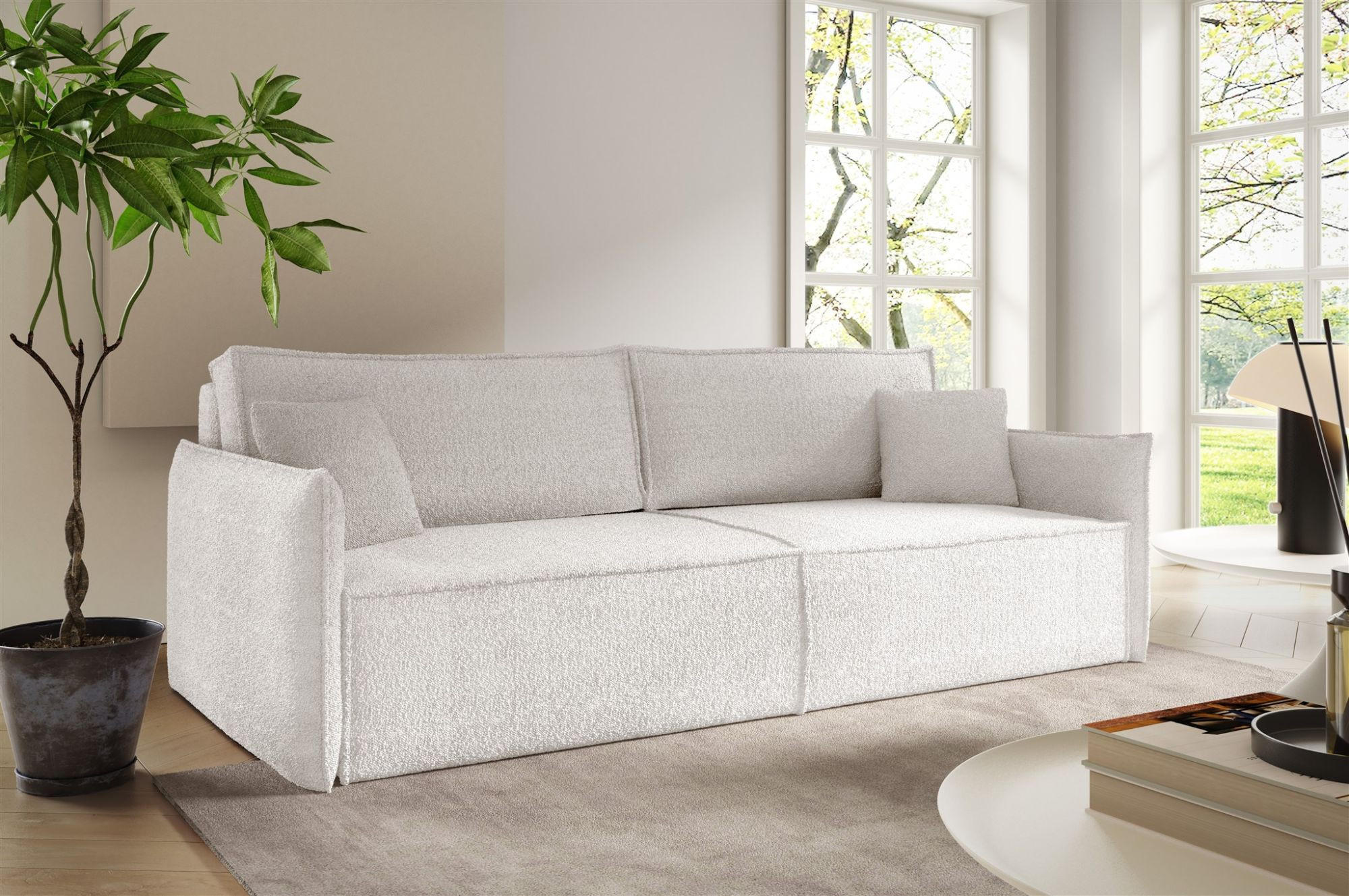 SCHLAFSOFA Lagos - Creme, Holzwerkstoff/Textil (221/70/105cm) - Fun Möbel