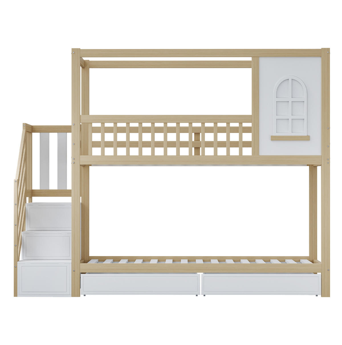 ETAGENBETT mit Stauraum 90x200 cm Massivholz Naturholz - Braun, Holzwerkstoff (90/200cm) - Beauniv