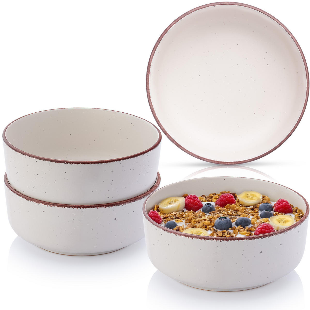 SCHALEN BOMBAY IVORY - 4 teilig aus Steingut - Weiß, Stein (16.5/16.5/6.5cm) - Sänger