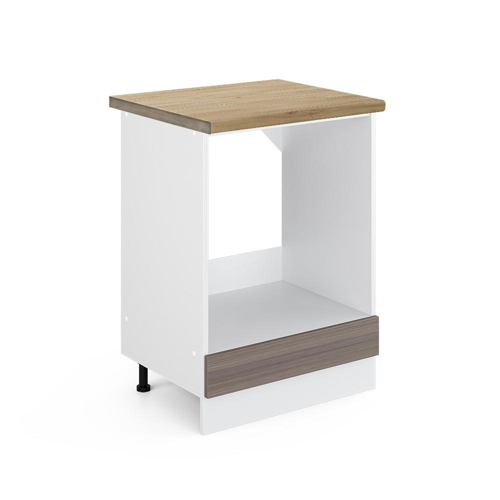 HERDUMBAUSCHRANK R-Line Grau 60 cm, AP Eiche - Weiß/Braun, Holzwerkstoff (60/81.6/60cm) - Vicco