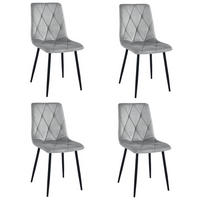 ESSZIMMERSTUHL 4-er Set TYRA silbergrauer Sitz, schwarze Beine - Silberfarben/Schwarz, Textil (44.5/87/54.5cm) - Valora