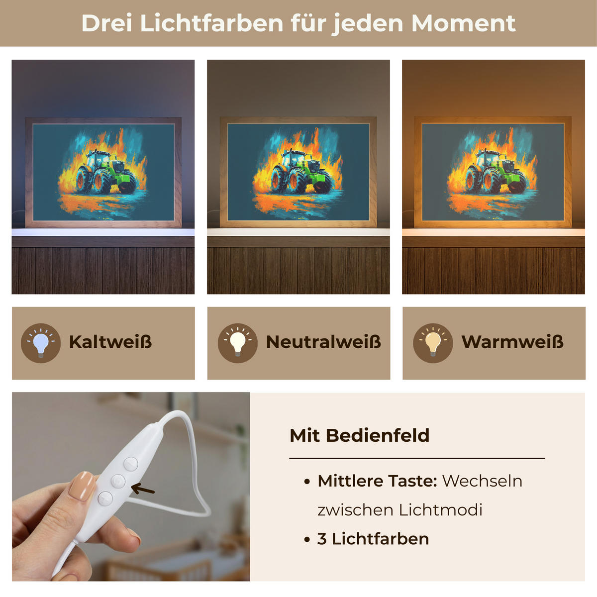 NACHTTISCHLAMPE Abstrakt - Traktor - Grün 30x20 cm - Dunkelblau, Holzwerkstoff (8/30/20cm)