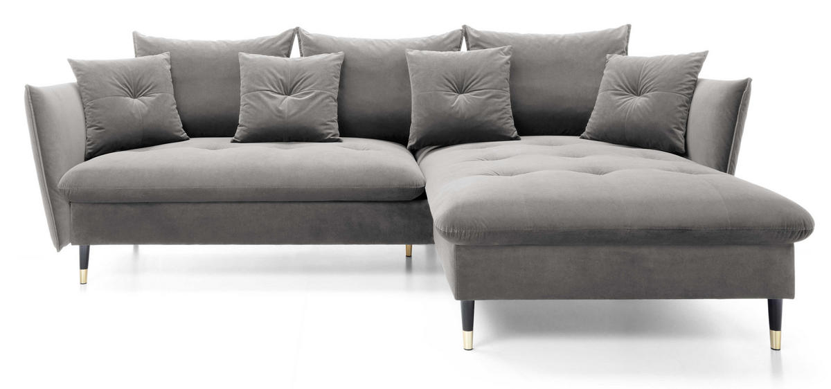 ECKSOFA 260 cm Sagir mit Schalffunktion, Bettkasten, Rechts - Grau - Schwarz/Grau, Holz (258/167cm) - Emporius