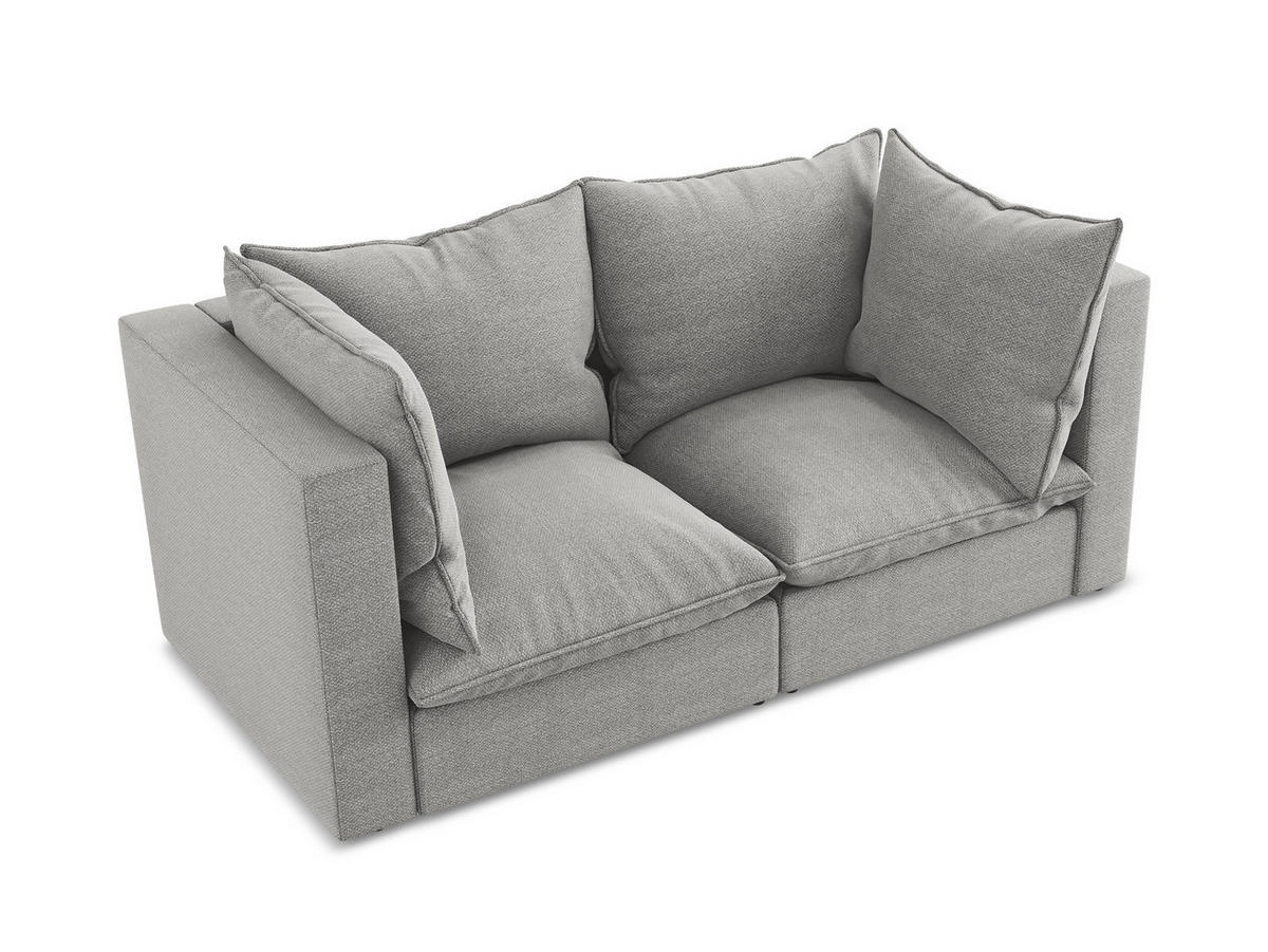 POUF Strukturstoff Blau - Pastellblau/Schwarz, Holzwerkstoff/Kunststoff (75/45/75cm) - Makamii