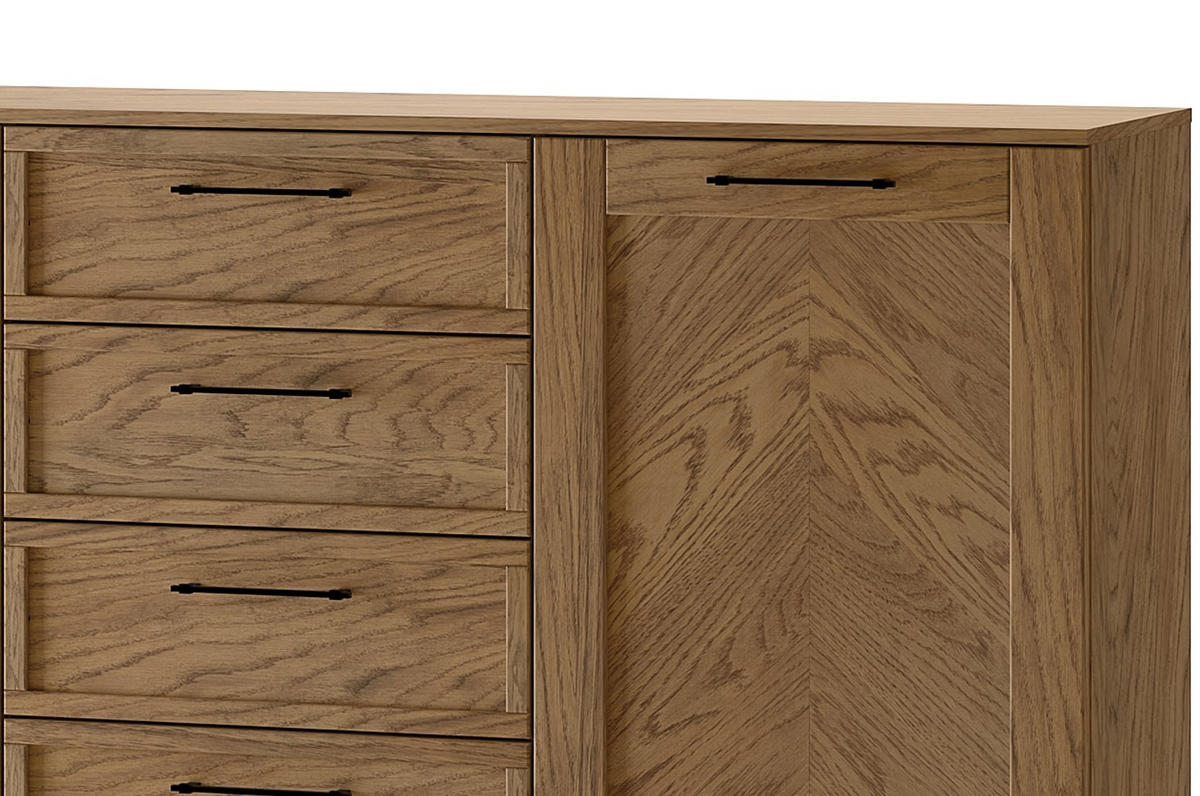 KOMMODE Cozy Eiche Rustikal 170 / 42 / 90cm - Eichefarben/Braun, Holz/Metall (170/90/42cm) - Feldmann-Wohnen
